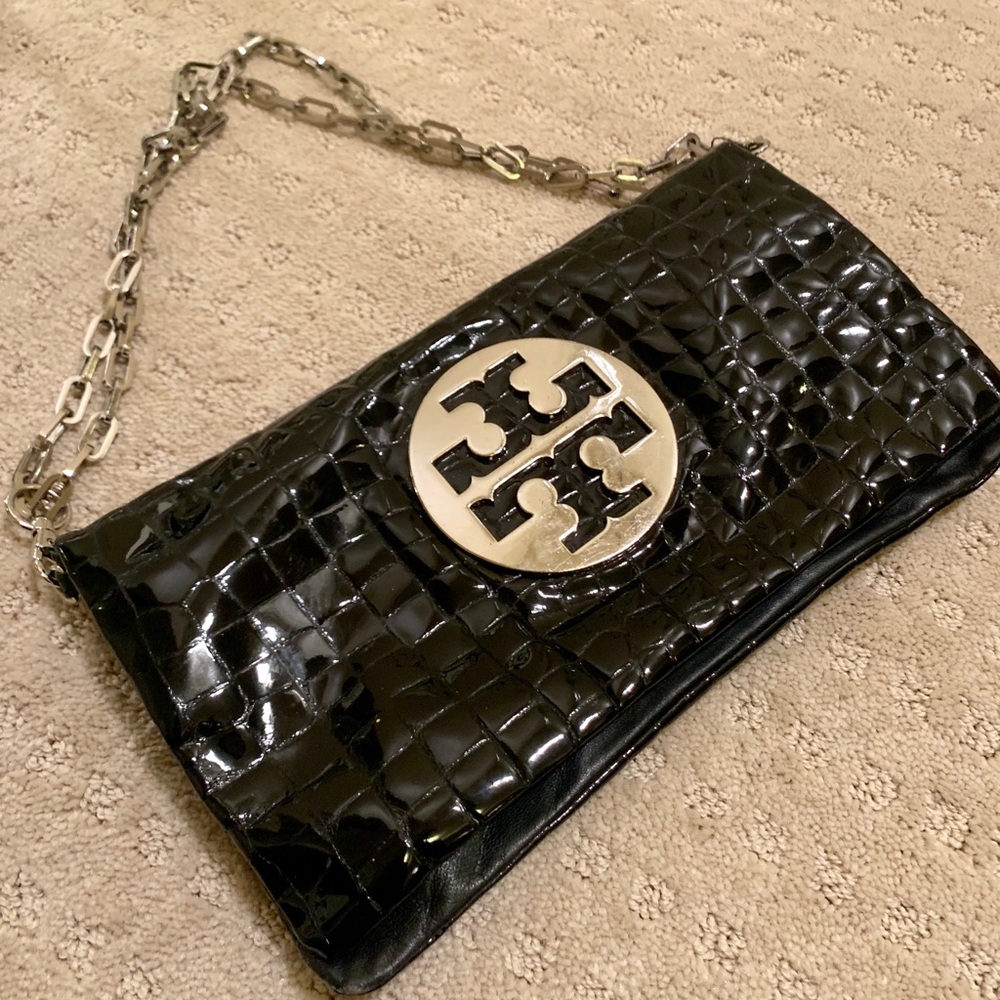 Tory Burch Patent Leather Black Clutch